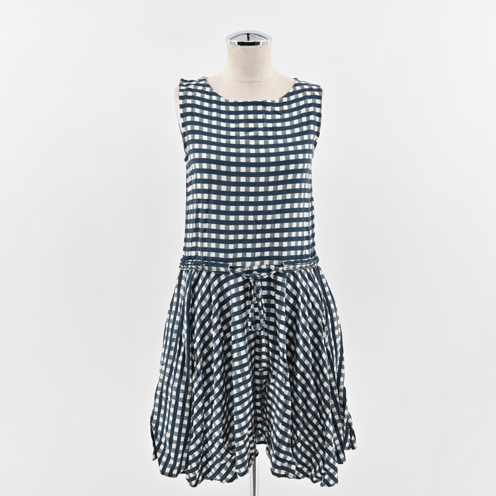 Vineyard Vines Gingham Moonshine Dress Womens Size XS Navy Blue Tie Sleeveless